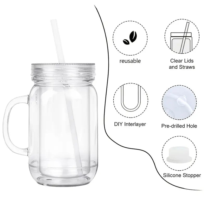 20oz Acrylic Mason Jar Snow Globe Cup