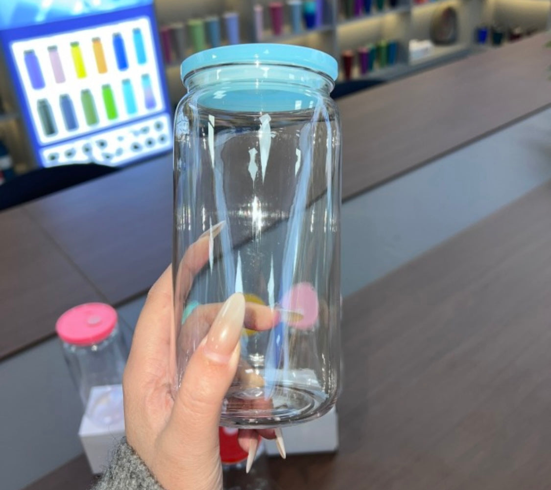 16oz PP Plastic Can Cup with Clear Lid UV Wraps