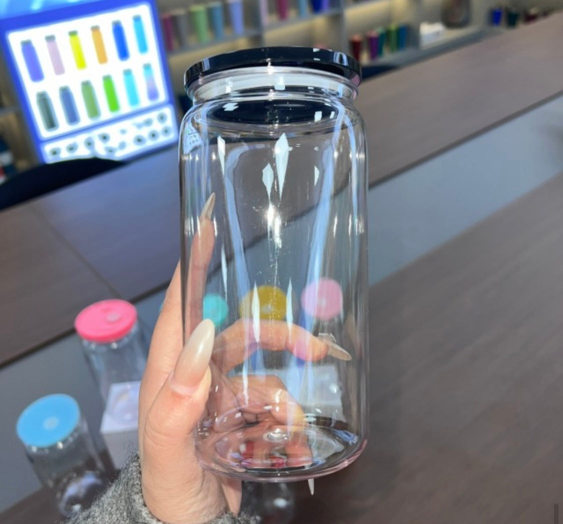 16oz PP Plastic Can Cup with Clear Lid UV Wraps