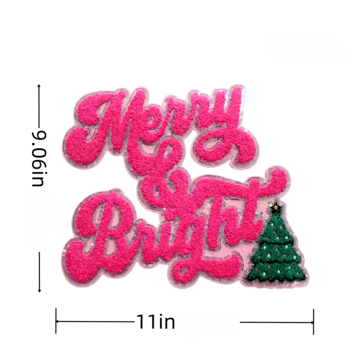 MERRY AND BRIGHT CHENILLE PATCH