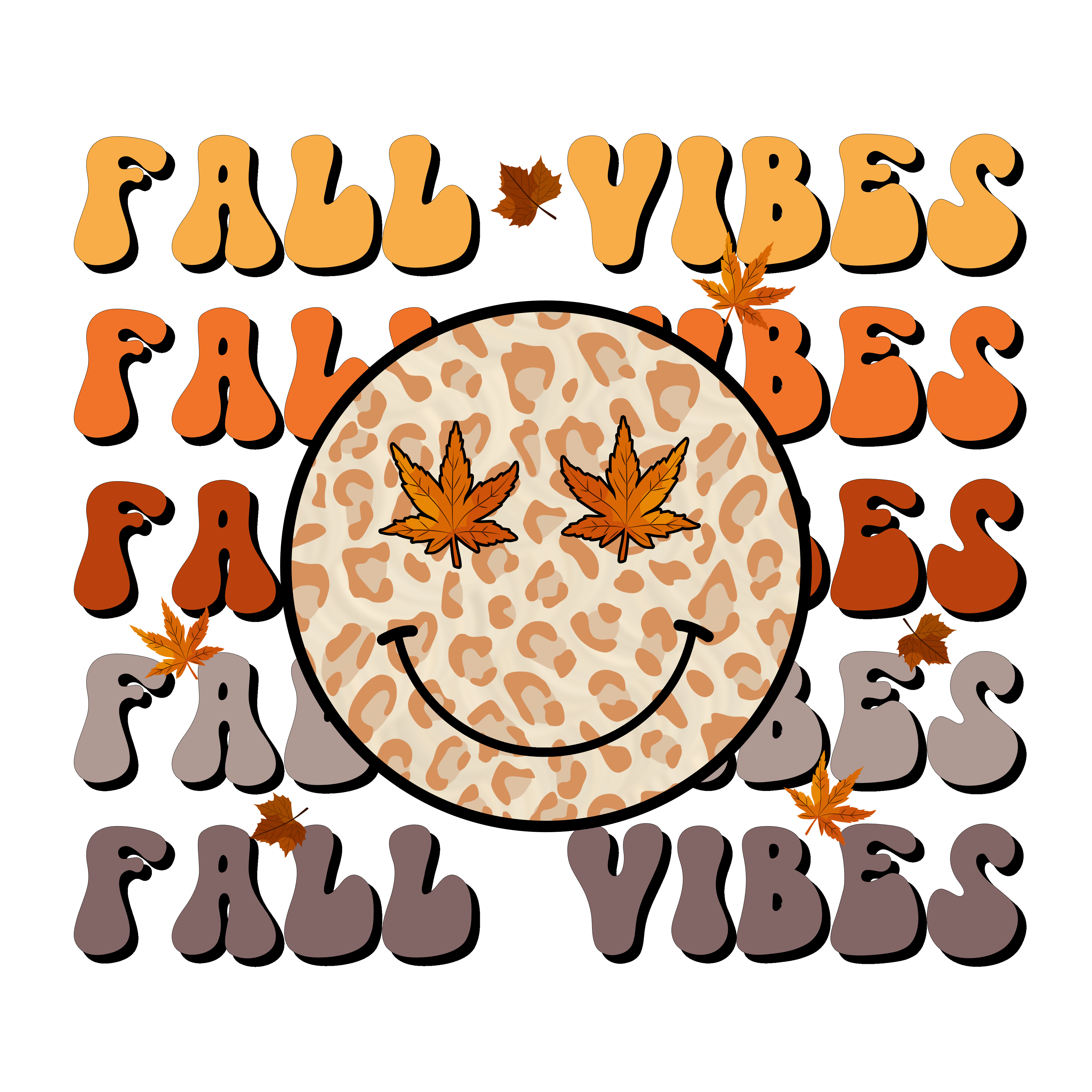Fall Smiley Sun SMILEY FACE FALL VIBES – Shell Print Shop