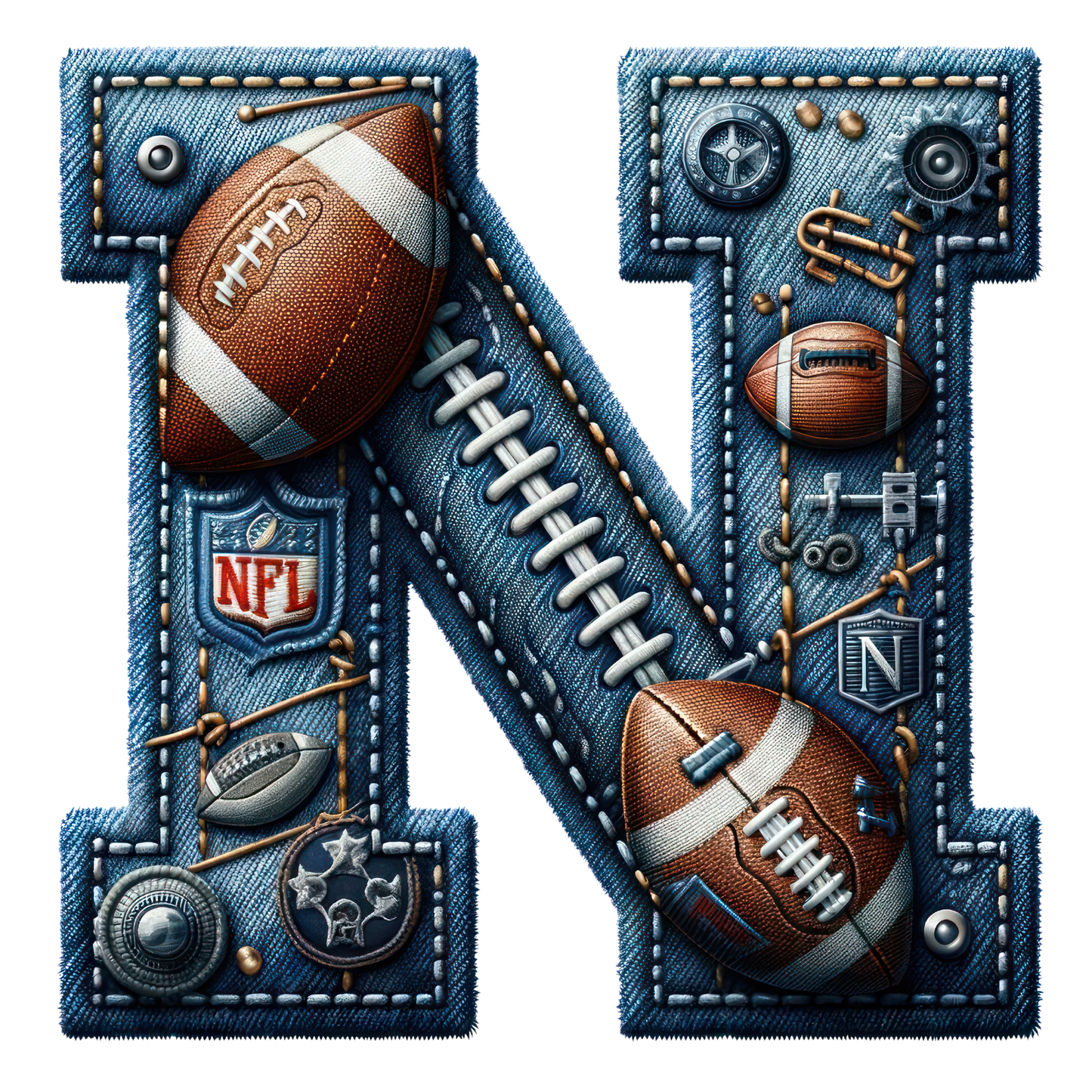 FOOTBALL DENIM LETTERS