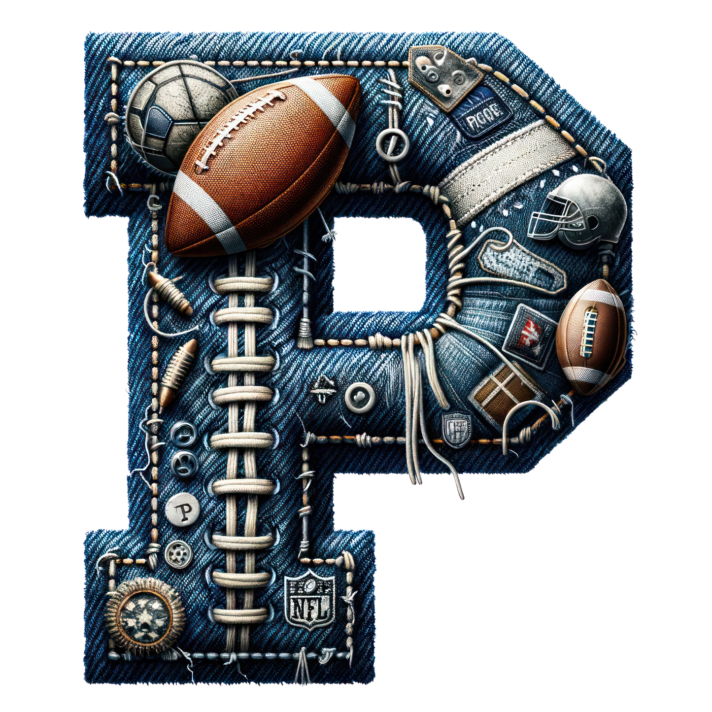 FOOTBALL DENIM LETTERS