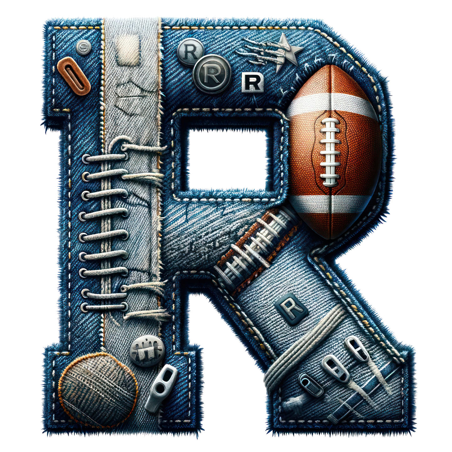 FOOTBALL DENIM LETTERS