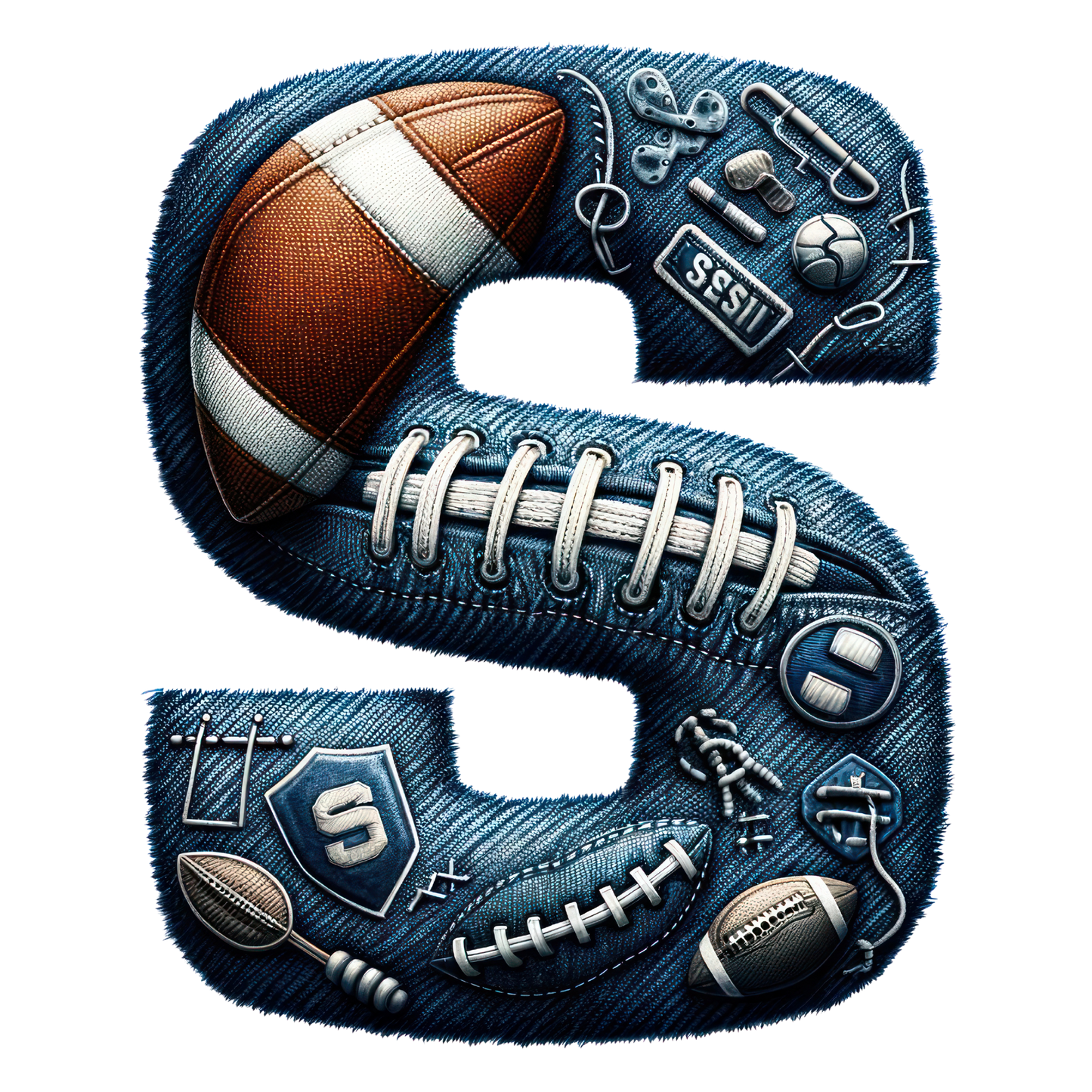 FOOTBALL DENIM LETTERS