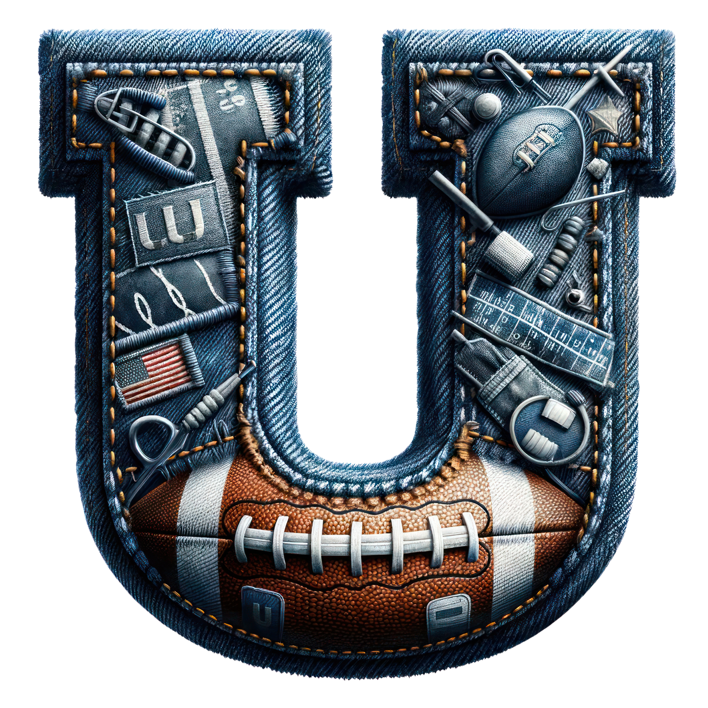 FOOTBALL DENIM LETTERS