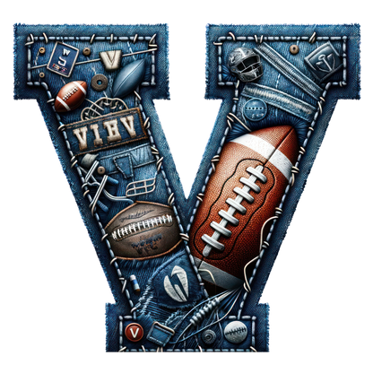 FOOTBALL DENIM LETTERS