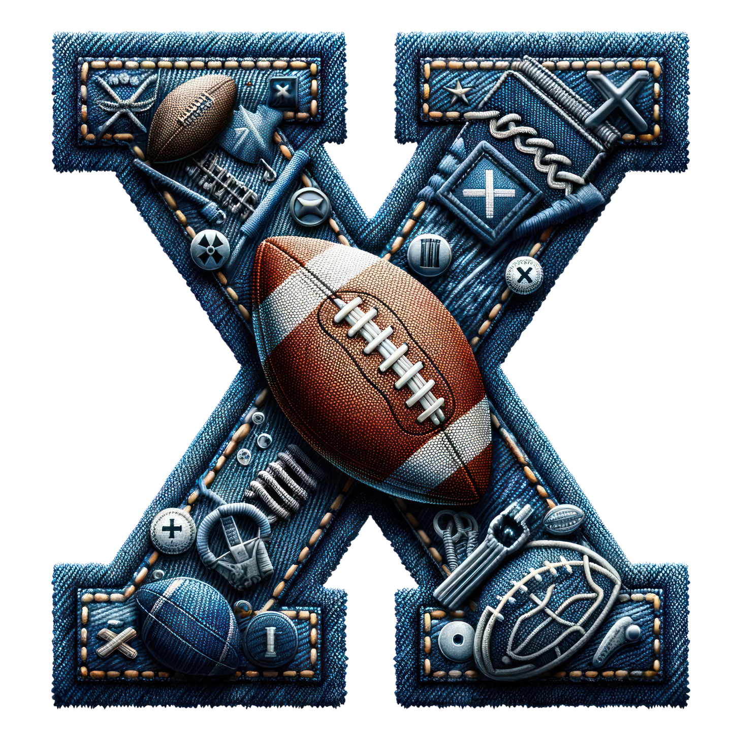 FOOTBALL DENIM LETTERS