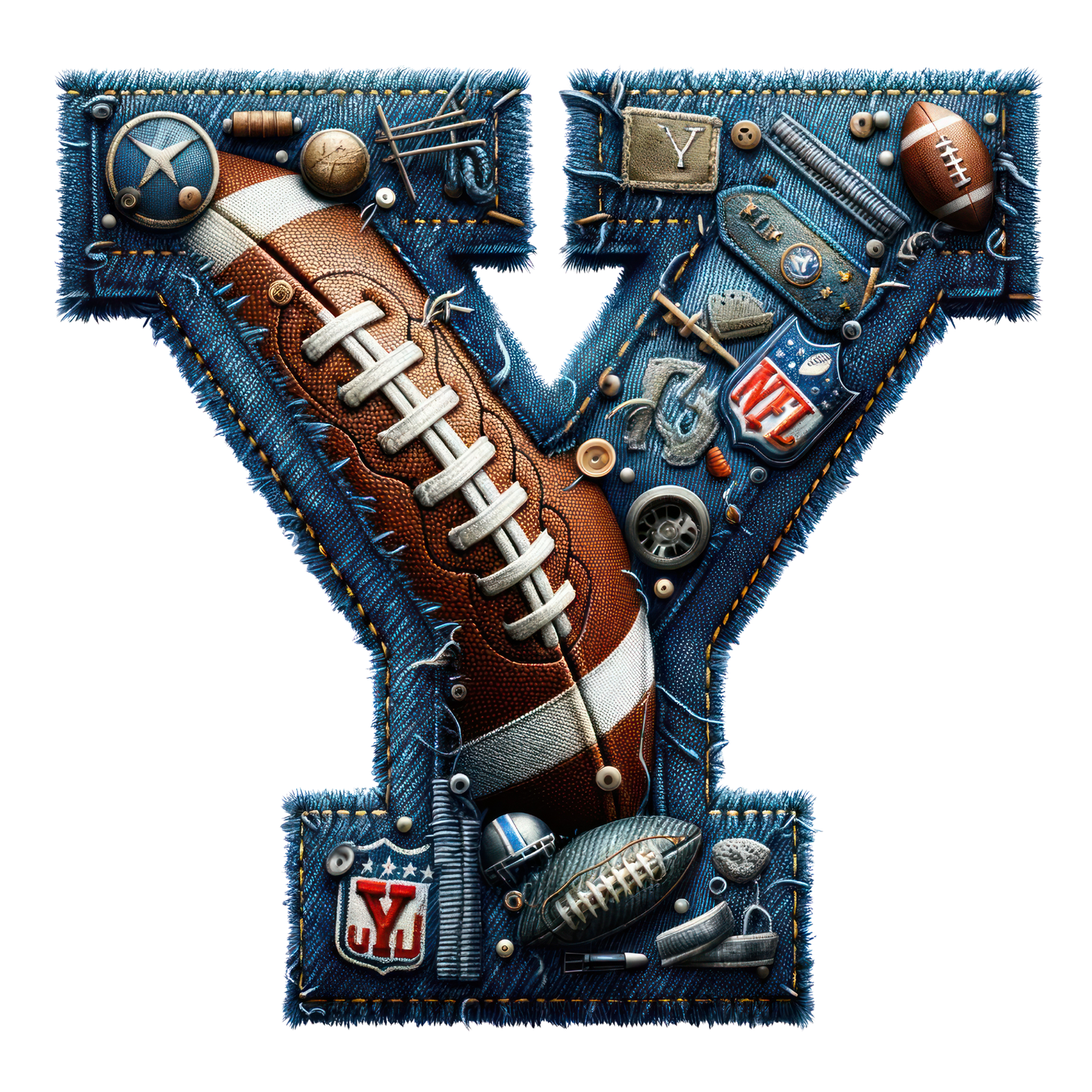 FOOTBALL DENIM LETTERS