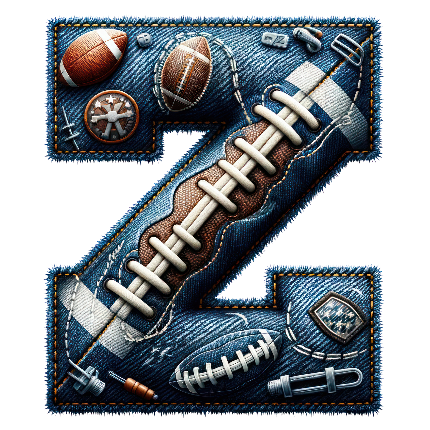 FOOTBALL DENIM LETTERS