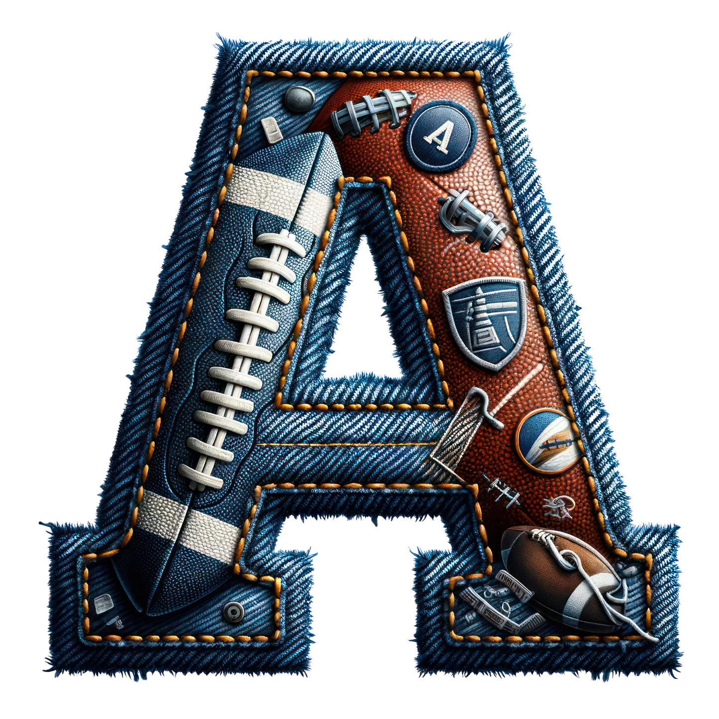 FOOTBALL DENIM LETTERS