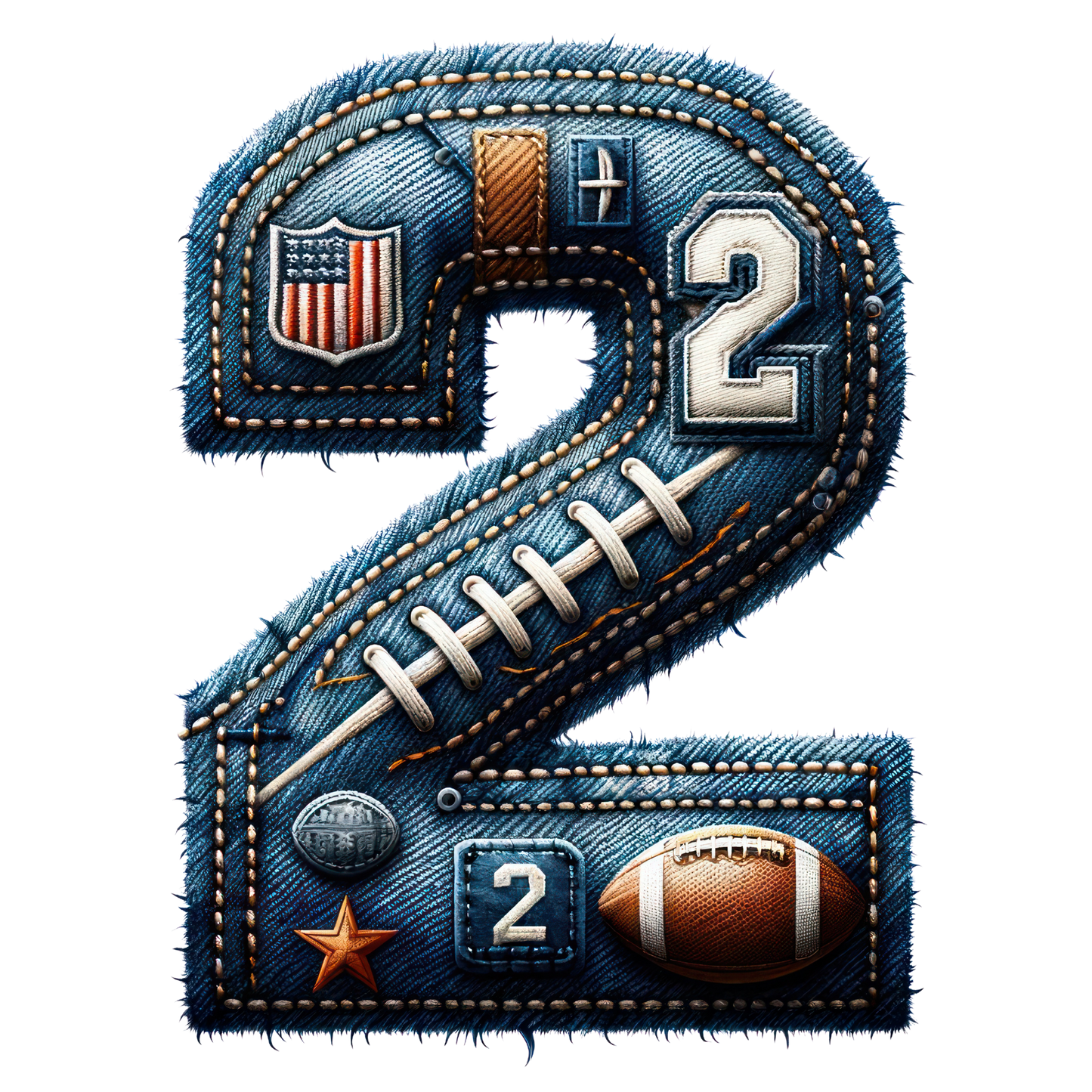 FOOTBALL DENIM LETTERS