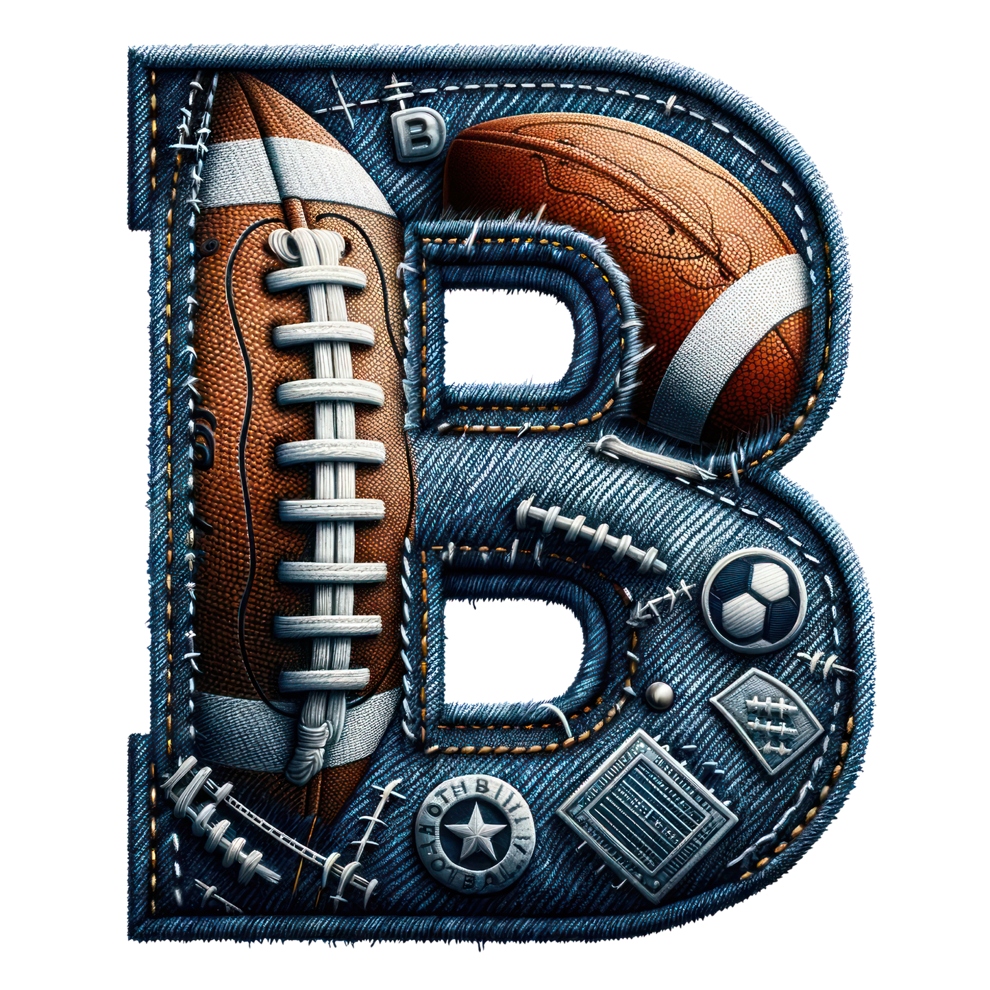 FOOTBALL DENIM LETTERS