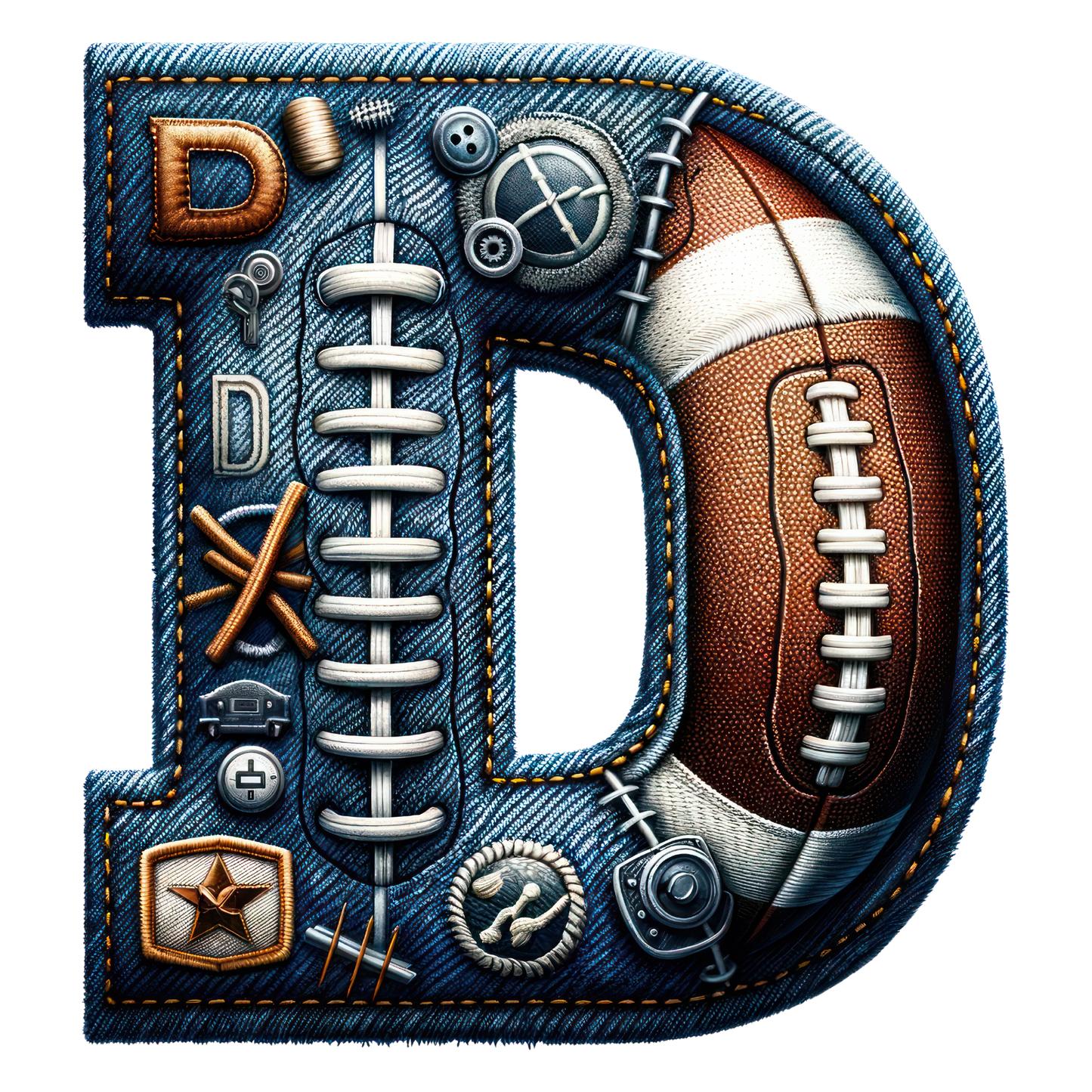 FOOTBALL DENIM LETTERS