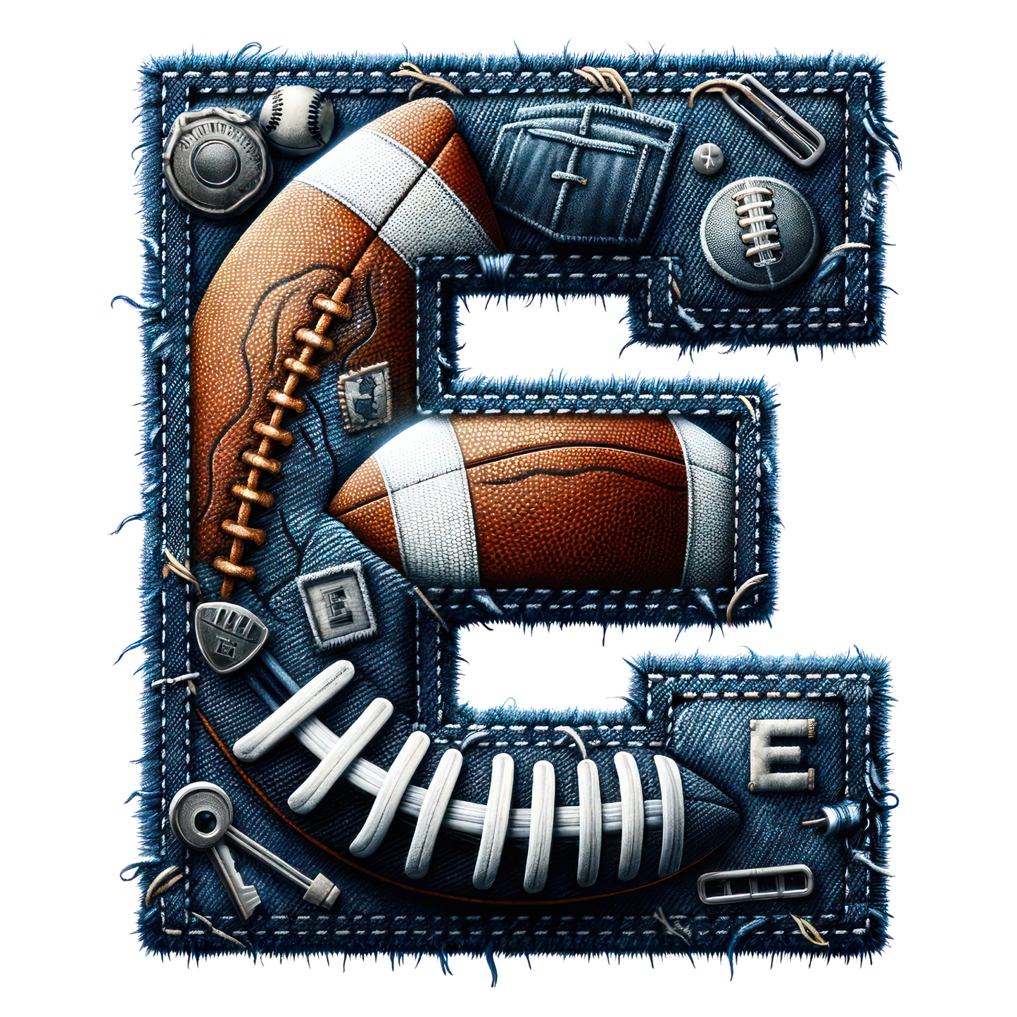 FOOTBALL DENIM LETTERS