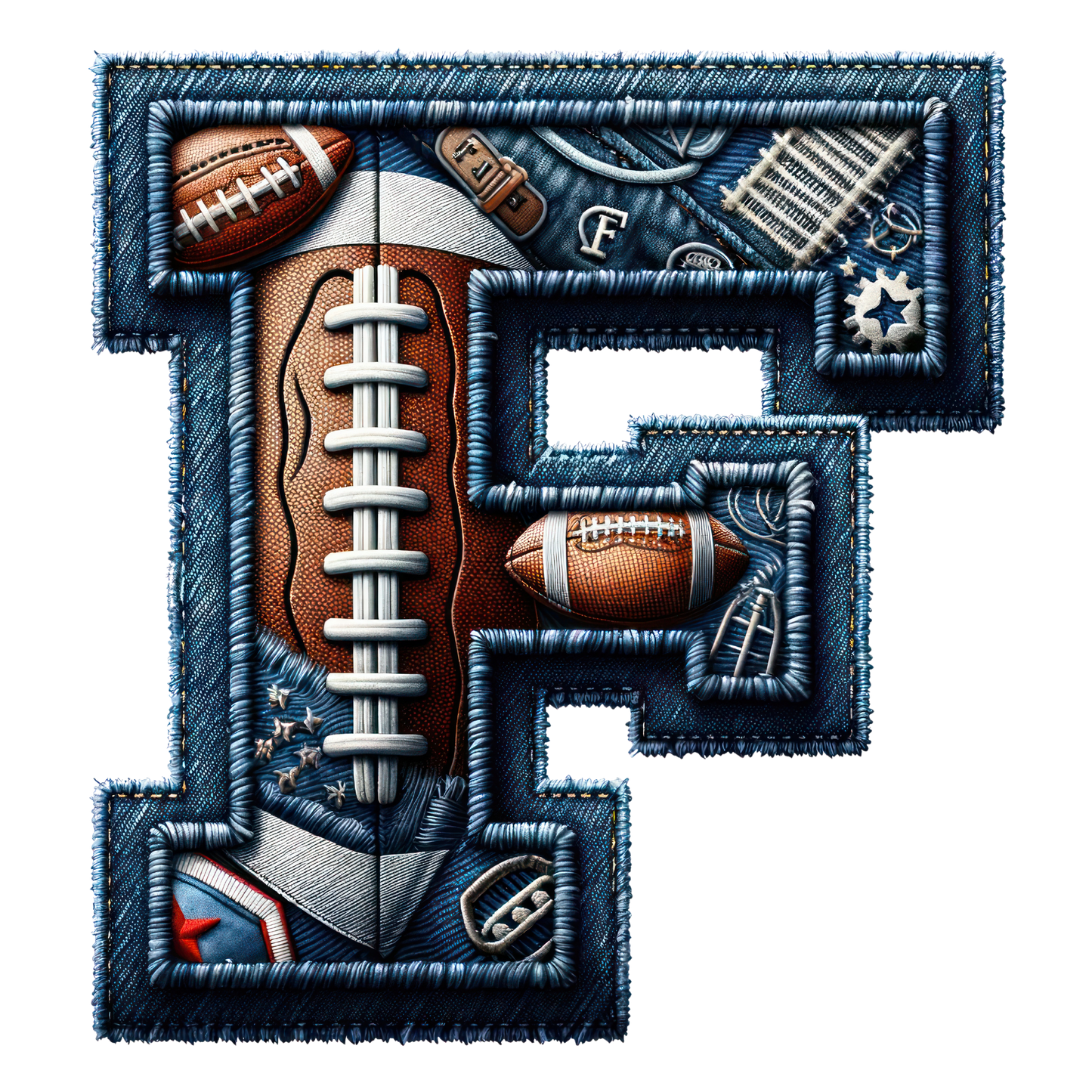 FOOTBALL DENIM LETTERS