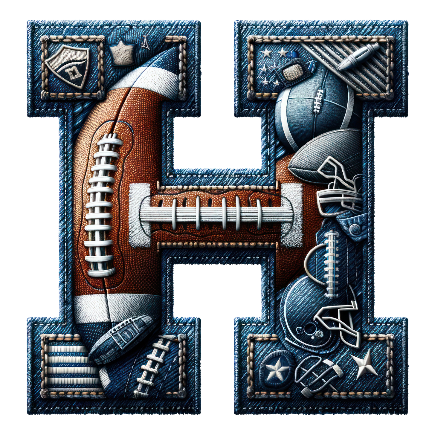 FOOTBALL DENIM LETTERS