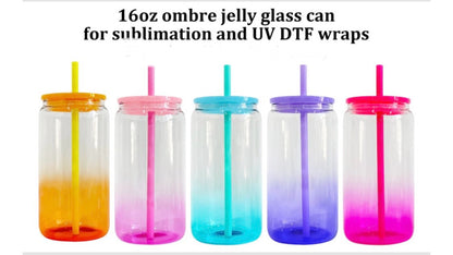 16oz Ombre Glass Cup for Sublimation and UV Wraps