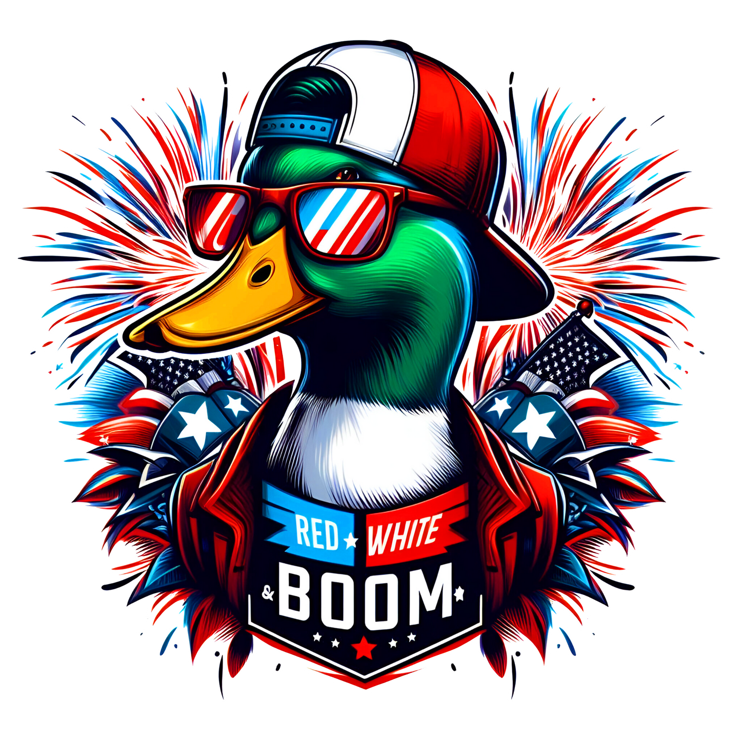 Red White & Boom Mallard Duck Png