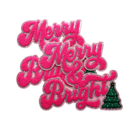 MERRY AND BRIGHT CHENILLE PATCH